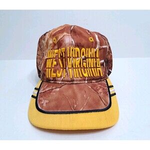 West Virginia Camo Vintage Brown Yellow Cap Hat Deer Hunting Fishing